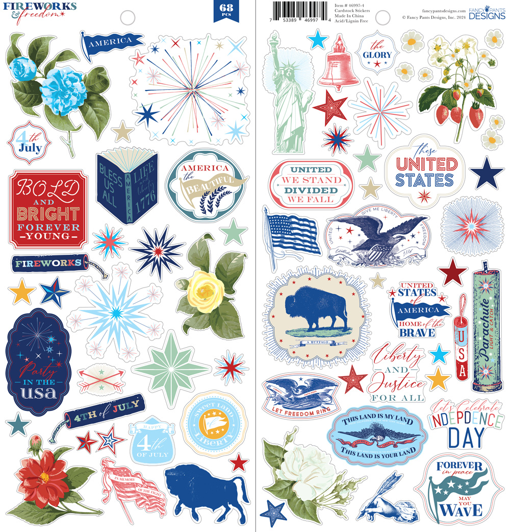 Fancy Pants Fireworks & Freedom Cardstock Stickers