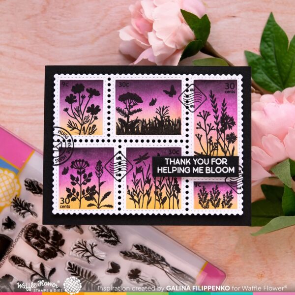 Waffle Flower Postage Collage Stamp Wild Flower Silhouette