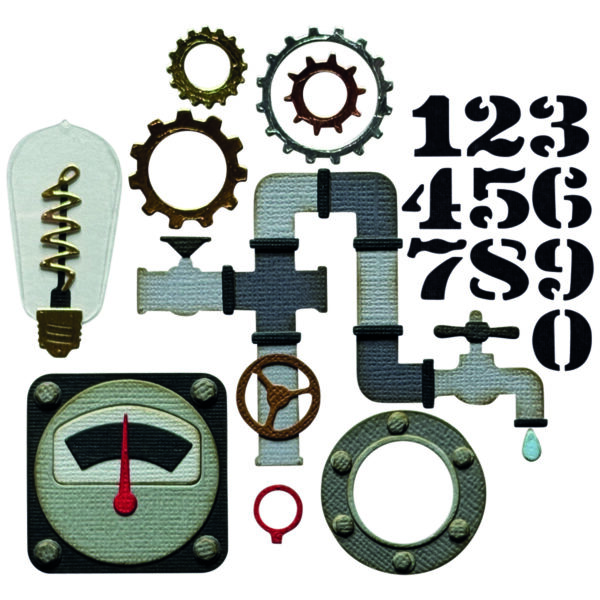 Sizzix Thinlits 37PK Die Set Vault Industrial By Tim Holtz