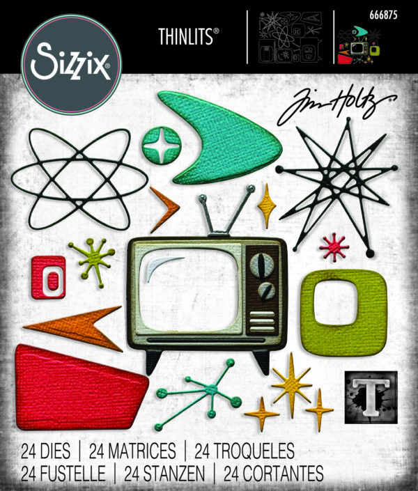 Sizzix Thinlits 24PK Die Set Vault Atomic Retro By Tim Holtz