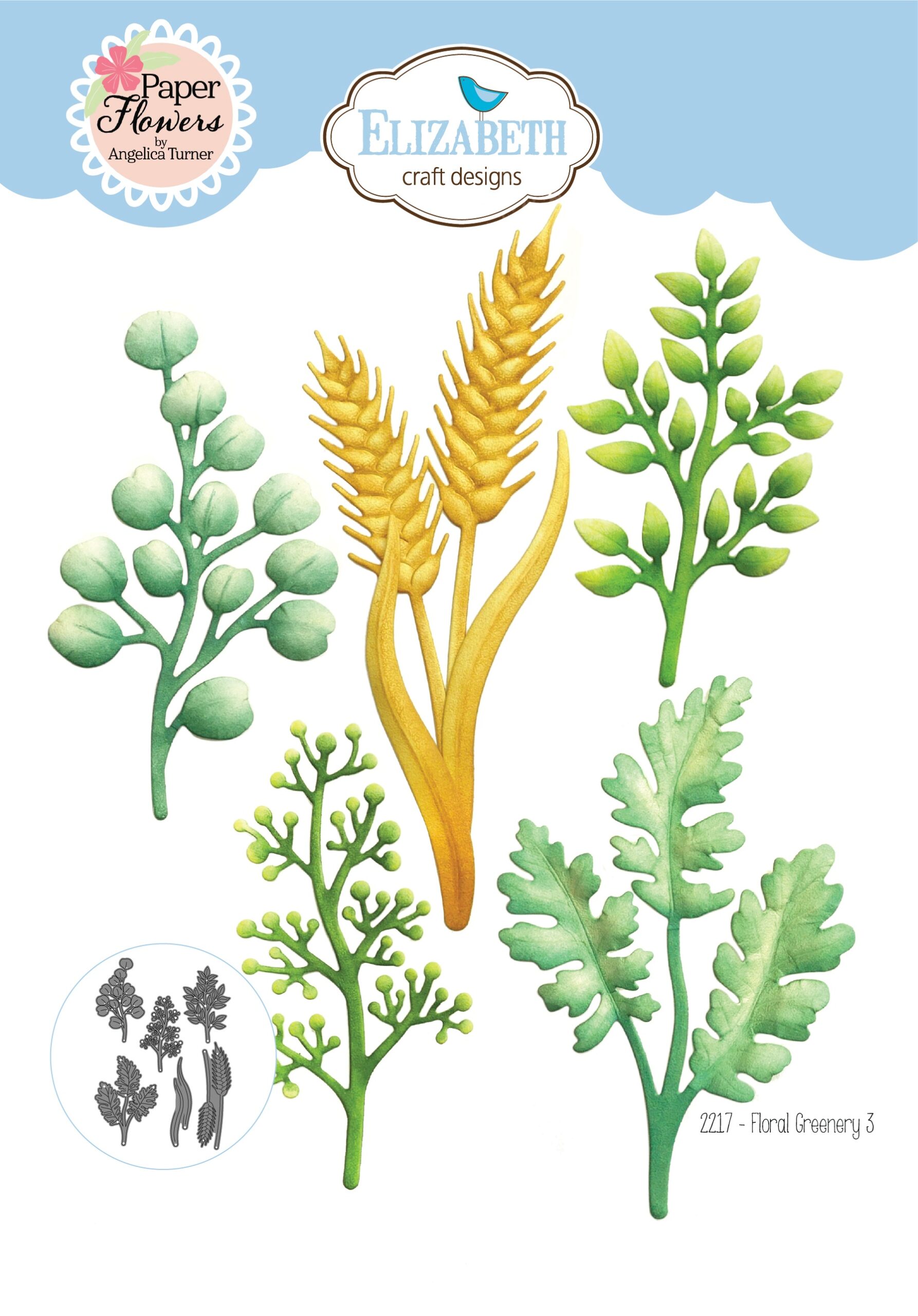 ELIZABETH CRAFTS DIE FLORAL GREENERY 3