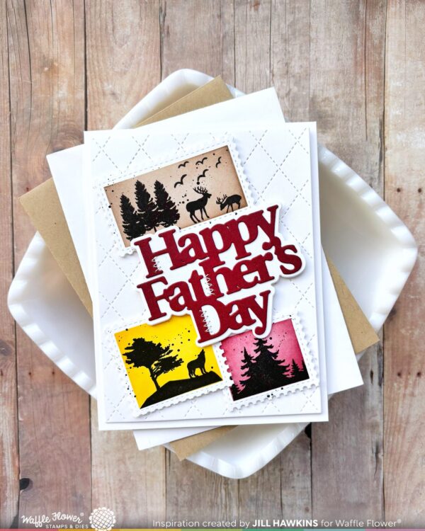 Waffle Flower Postage Collage Stamp Forest Sunset