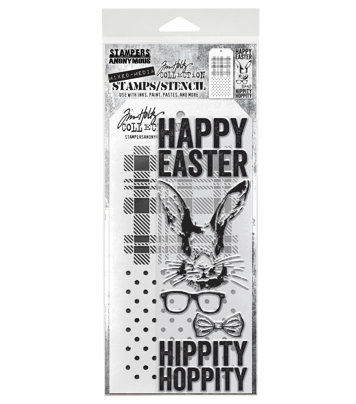 Art Gone Wild Tim Holtz Stamp/Stencil Hipster Bunny
