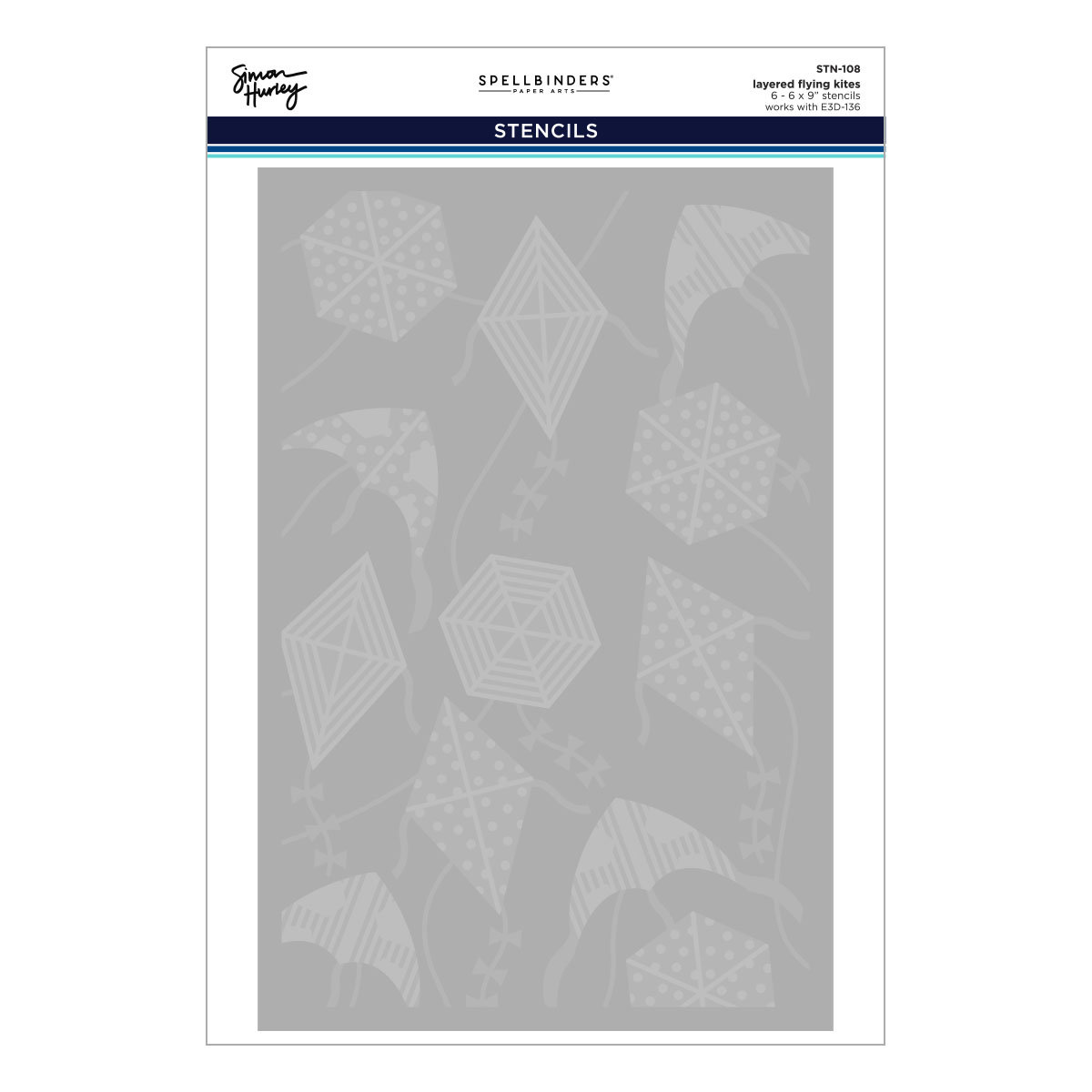 Spellbinders Layered Flying Kites Stencil From the Sky's the Limit Collection By Simon Hurley