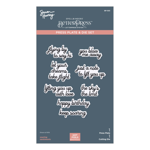 Spellbinders Soaring Sentiments Press Plate & Die Set From the Sky's the Limit Collection By Simon Hurley