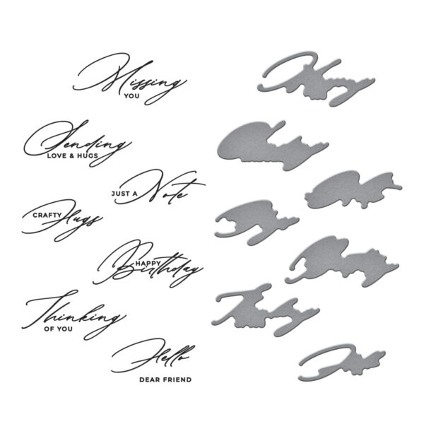 Spellbinders Crafty Hugs Sentiments Press Plate & Die Set From the Yana's Daisies Collection By Yana Smakula