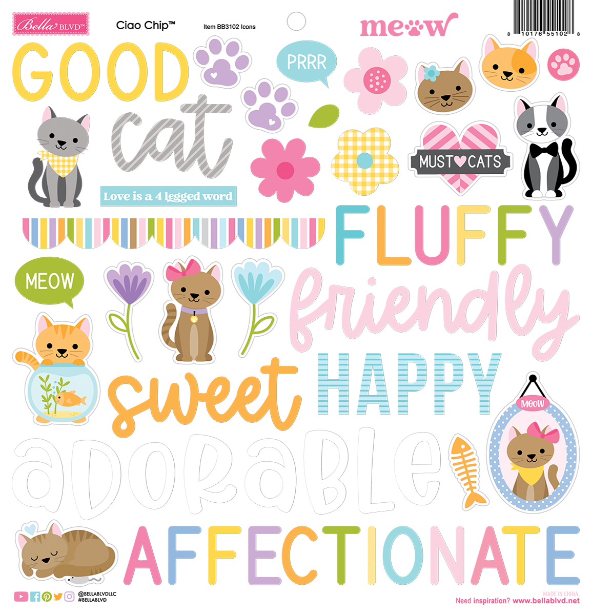 BB Meow Ciao Chipboard Icons