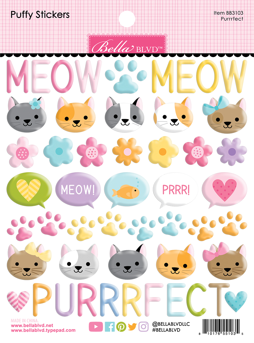 BB Meow Purrrfect Puffy Stickers