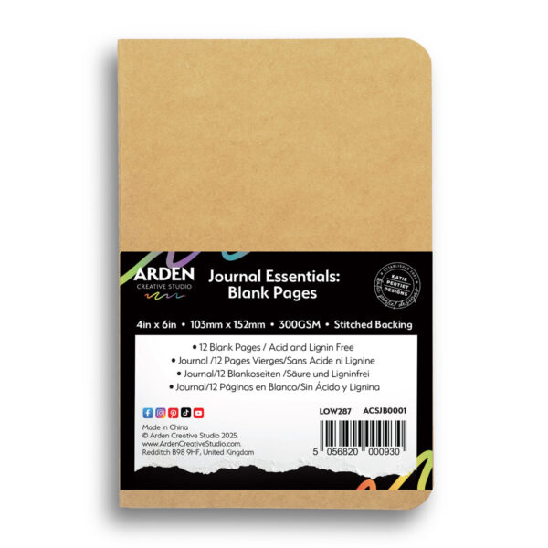 Arden Creative Studio Journal Essentials: Blank Pages 4" X 6" Stitched Journal