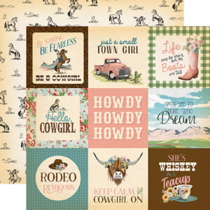 CB Cowgirl 12X12 4X4 Journaling Cards
