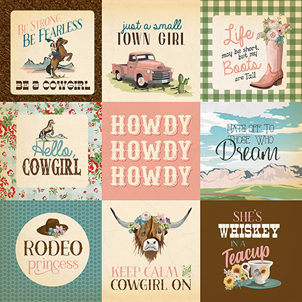 CB Cowgirl 12X12 4X4 Journaling Cards