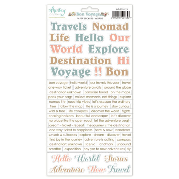 Mintay Bon Voyage 6 X12 Paper Sticker Words