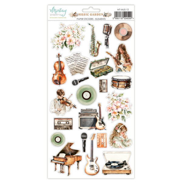 Mintay Music Garden 6 X12 Paper Stickers Elements