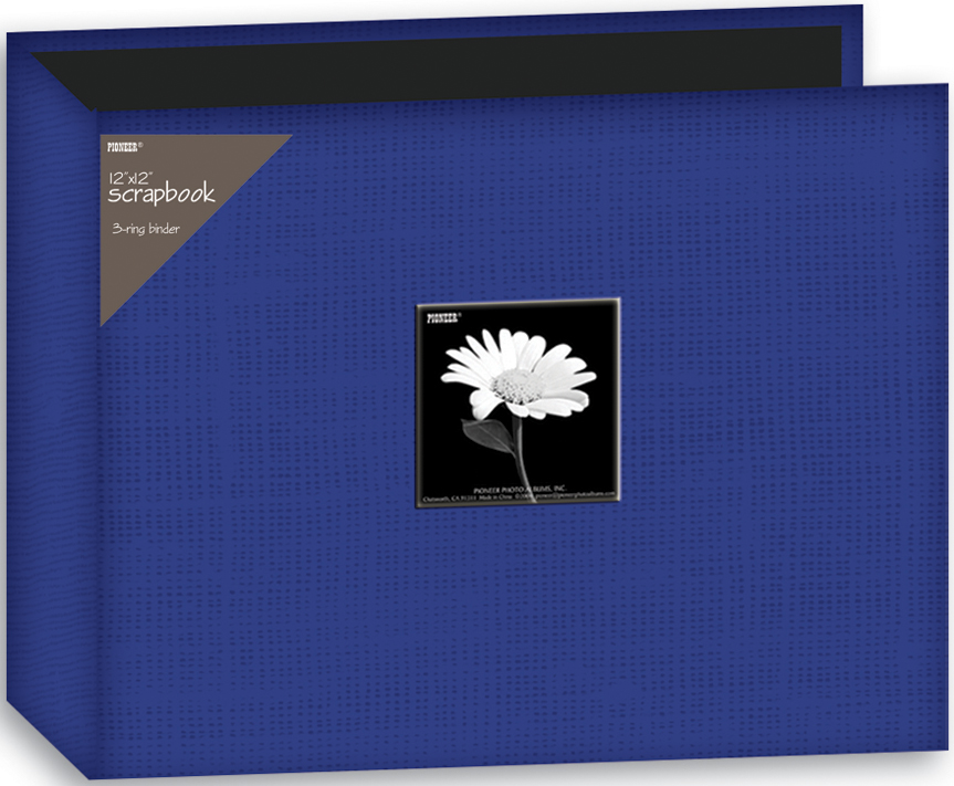 PIONEER 3 RING BINDER 12X12 FABRIC BLUE