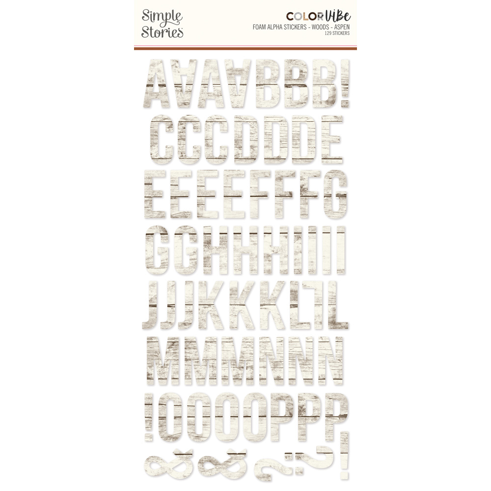Simple Stories Color Vibe Foam Alpha Stickers Woods Aspen