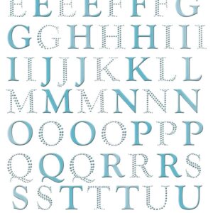 STICKO SMALL ALPHABET LIGHT BLUE FOIL EMBOSSED GOUDY