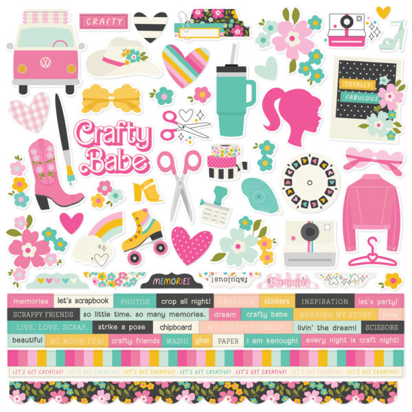 Simple Stories Crafty Babe Cardstock Stickers Simple Stories Crafty Babe Cardstock Stickers