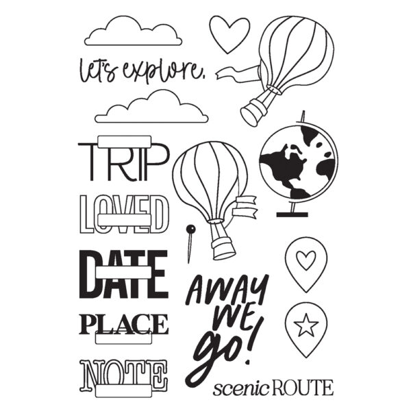 Simple Stories Happy Travels Stamps