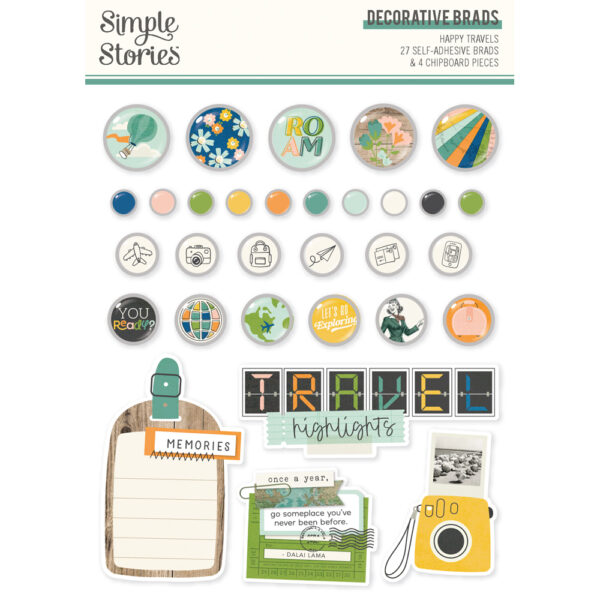 Simple Stories Happy Travels Decorative Brads