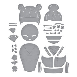 Spellbinders Kokeshi Dolls Etched Dies From the Spring in Kyoto Collection By Alex Syberia Designs