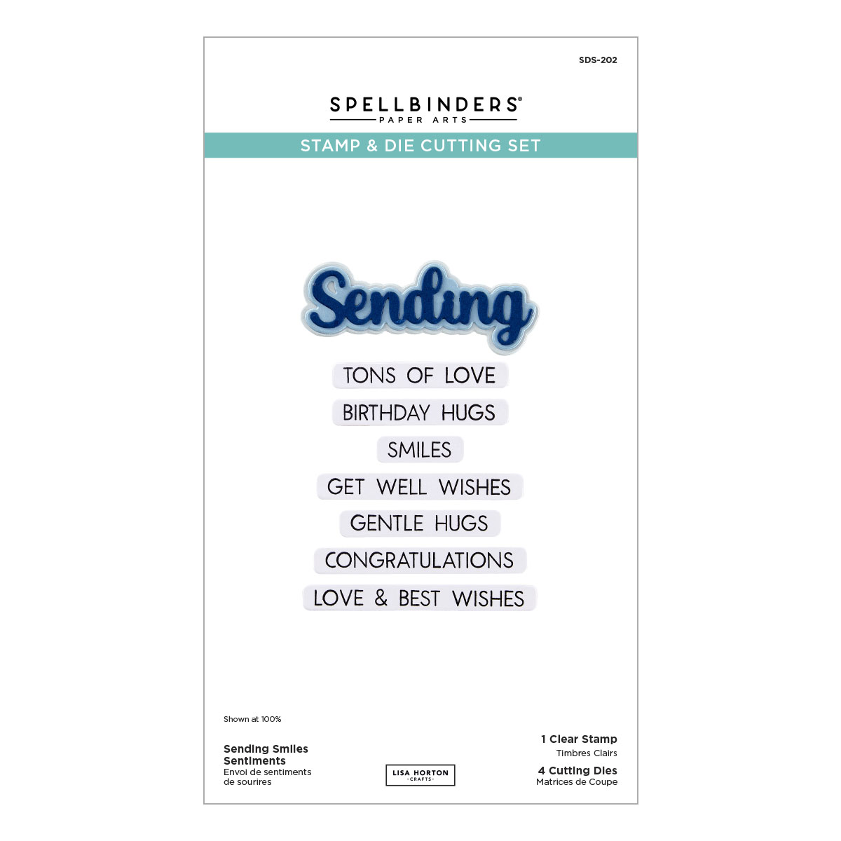 Spellbinders Sending Smiles Sentiments Clear Stamp & Die Set From the Wildflowers Collection By Lisa Horton