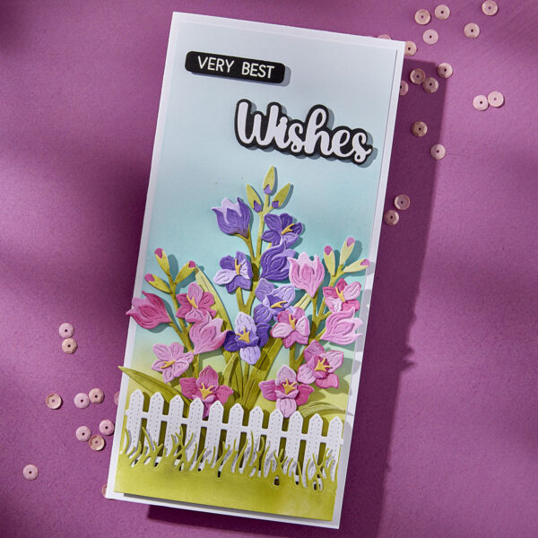 Spellbinders Very Best Wishes Sentiments Clear Stamp & Die Set From the Wildflowers Collection By Lisa Horton