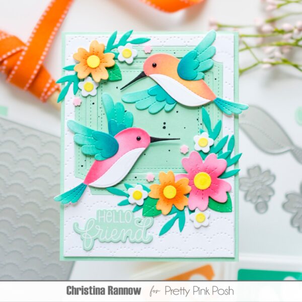 Pretty Pink Posh Die Stitched Hummingbirds