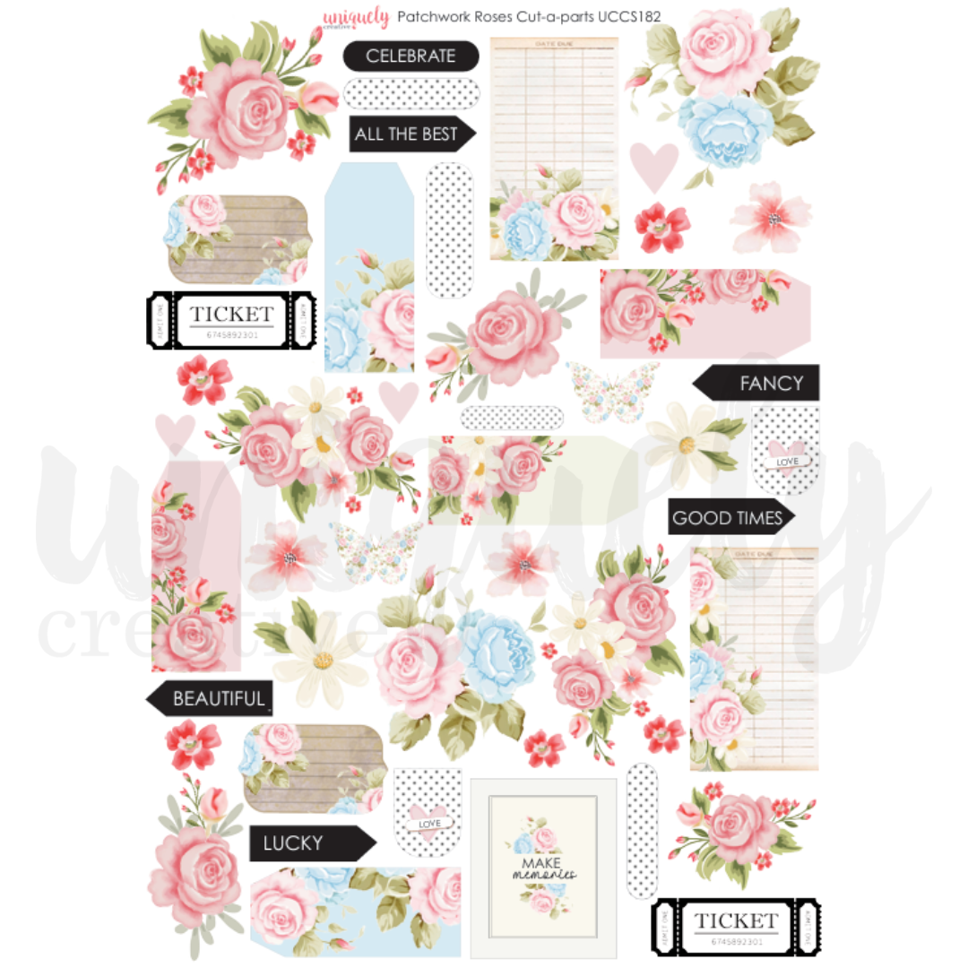 Uniquely Creative Patchwork Roses Cut-a-part Sheet