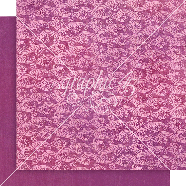 Graphic 45 Seas the Day 12X12 Purple Violet Pattern & Solid Sheet