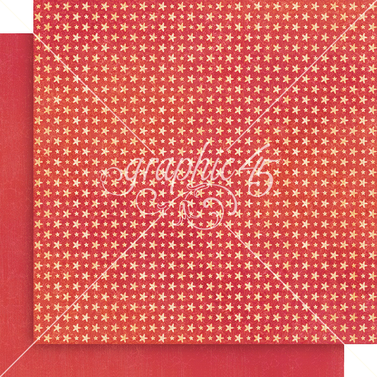 Graphic 45 Seas the Day 12X12 Coral Red Pattern & Solid Sheet