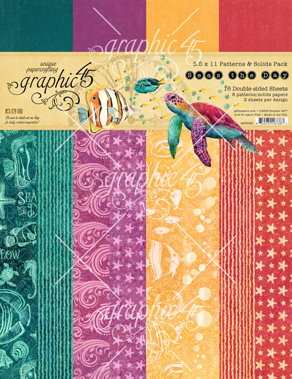 Graphic 45 Seas the Day 8.5 X 11 Patterns & Solids Pack