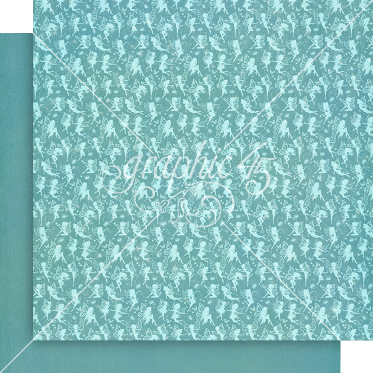 Graphic 45 Fairy Boutique 12X12 Aero Blue Pattern & Solid Sheet