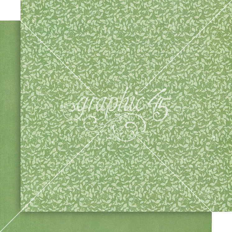 Graphic 45 Fairy Boutique 12X12 Spring Green Pattern & Solid Sheet