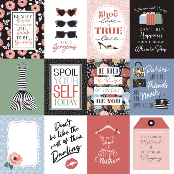 Echo Park Fashion 12X12 3X4 Journaling Cards