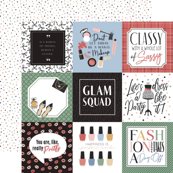 Echo Park Fashion 12X12 4X4 Journaling Cards