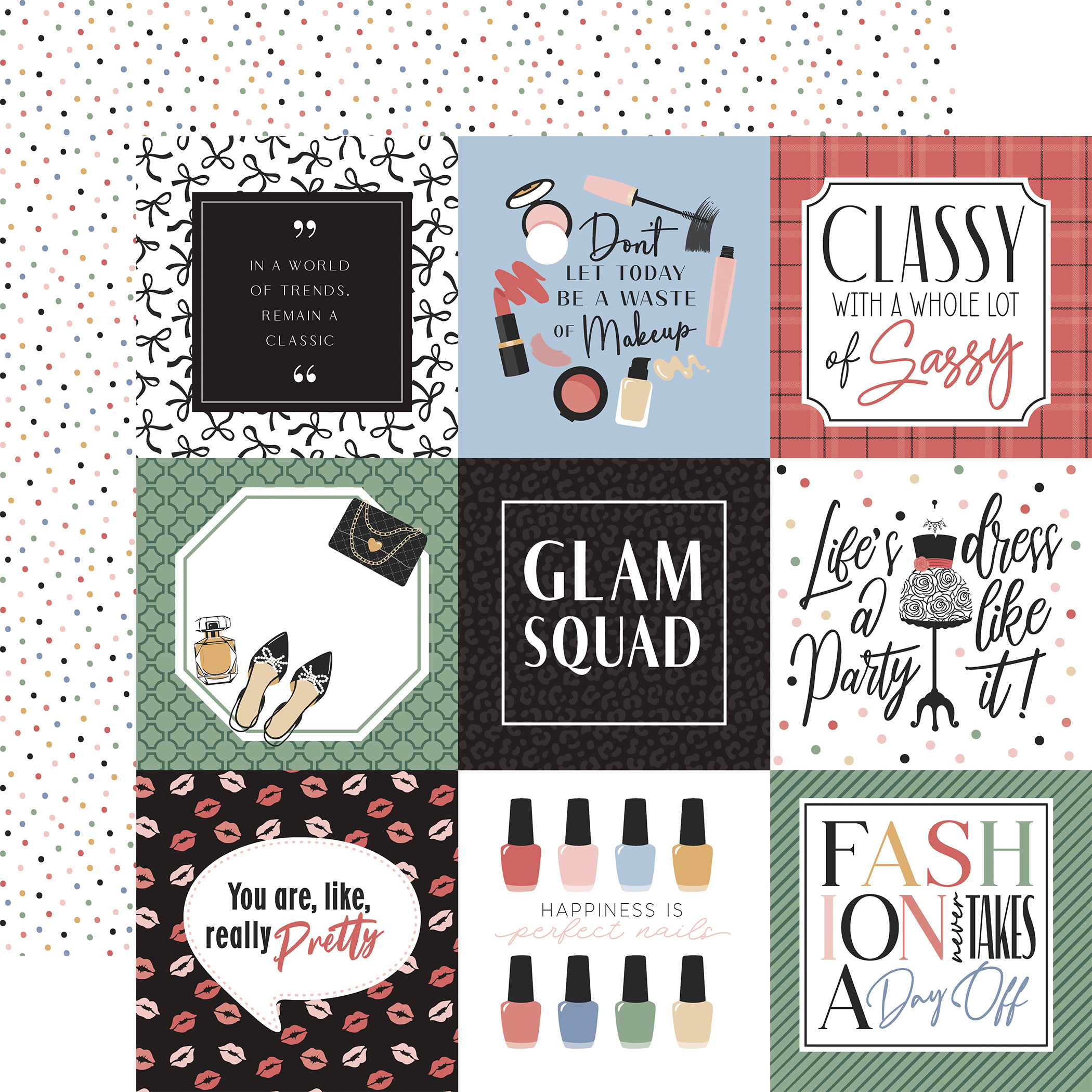 Echo Park Fashion 12X12 4X4 Journaling Cards