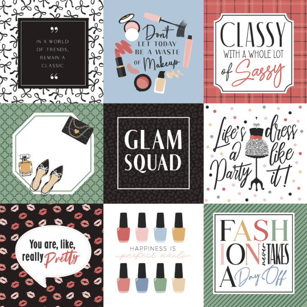 Echo Park Fashion 12X12 4X4 Journaling Cards