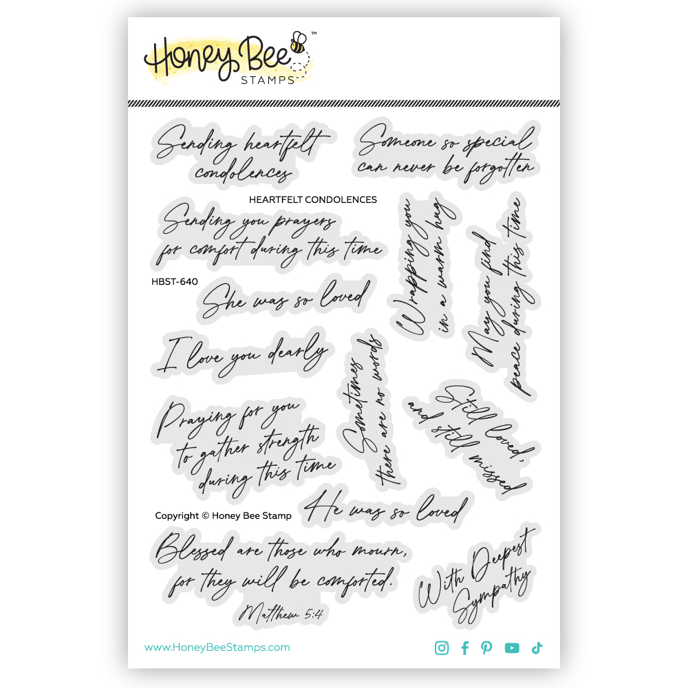 Honey Bee Heartfelt Condolences 5X6 Stamp Set