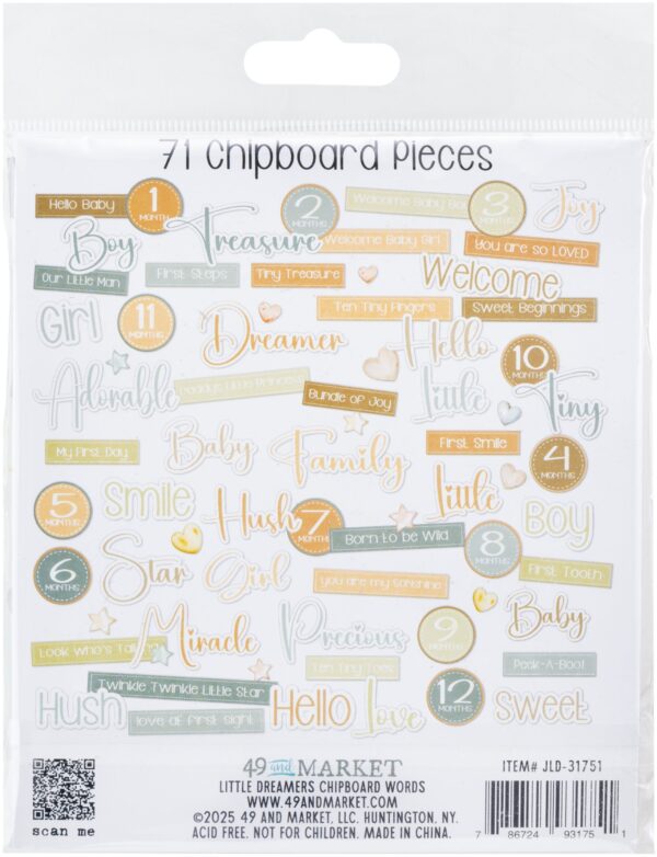 49 & Market Little Dreamer Chipboard Words