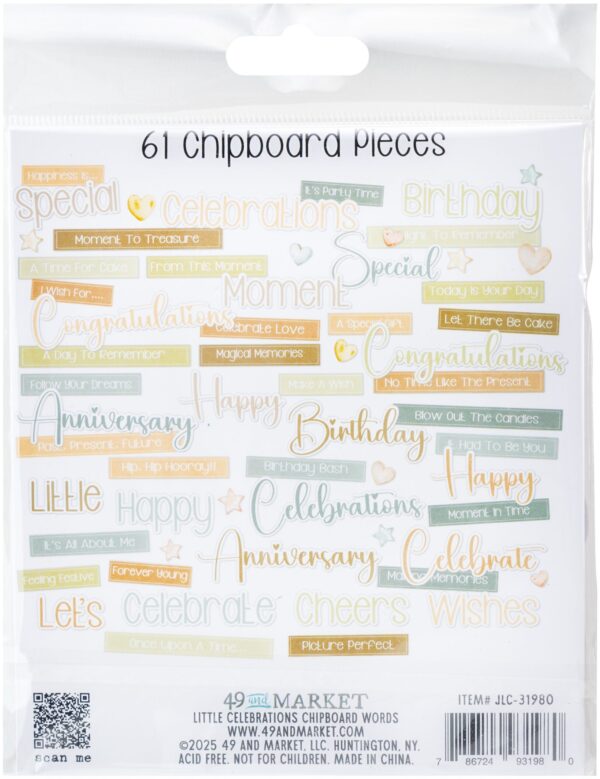 49 & Market Little Celebrations Chipboard Words