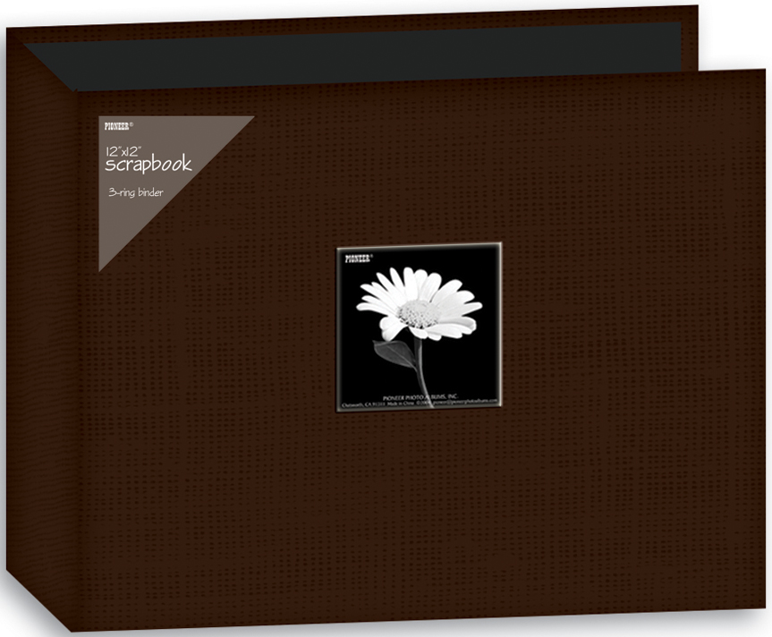 PIONEER 3 RING BINDER 12X12 FABRIC BROWN
