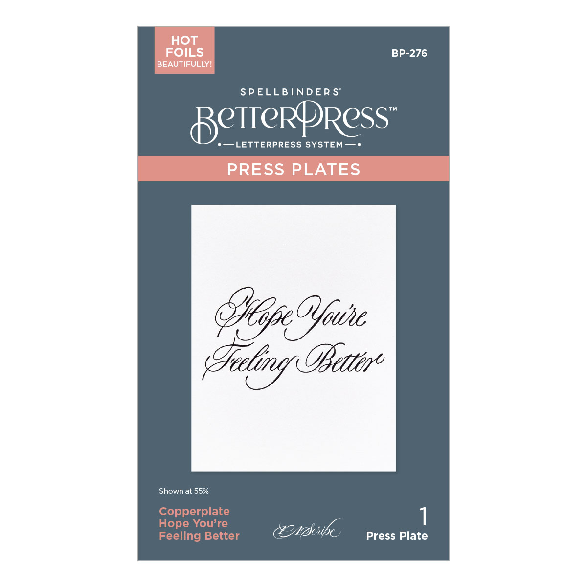 Spellbinders Copperplate Hope You're Feeling Better Betterpress Plate From the Copperplate Happy Everything Sentiments Collection By Paul Antonio