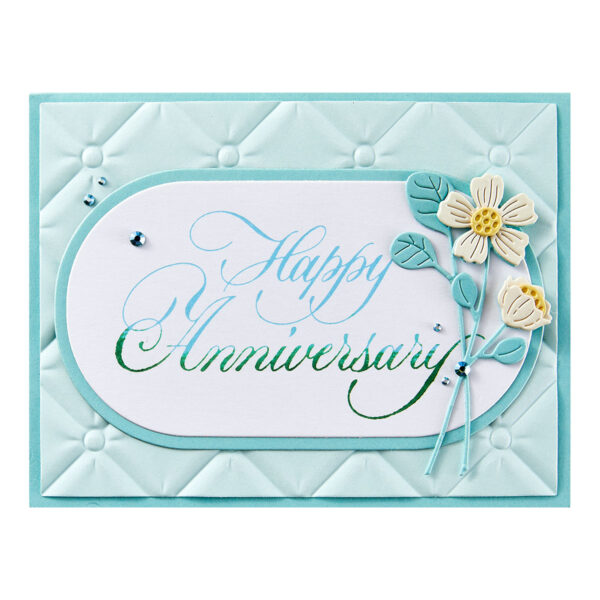 Spellbinders Copperplate Happy Anniversary Betterpress Plate From the Copperplate Happy Everything Sentiments Collection By Paul Antonio