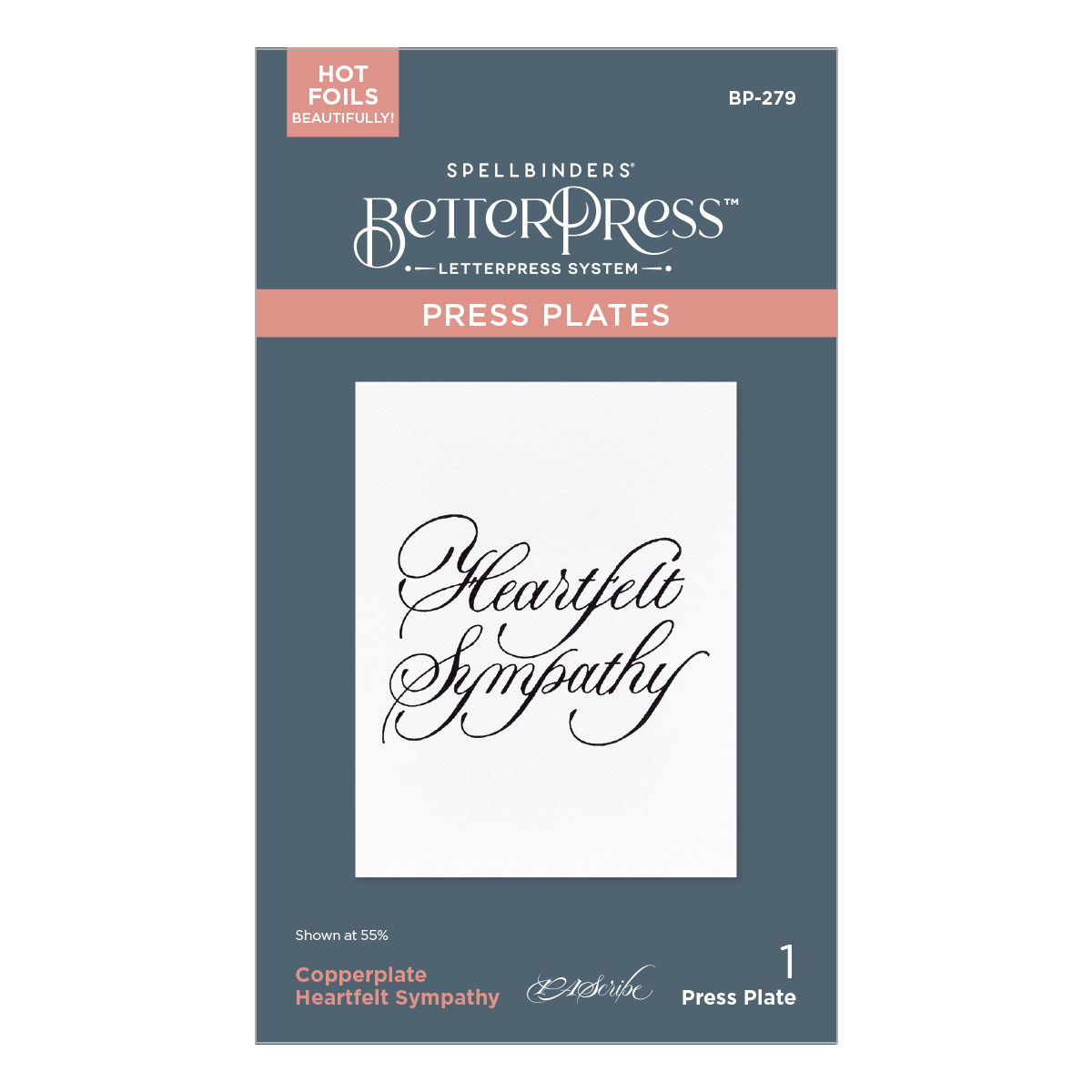 Spellbinders Copperplate Heartfelt Sympathy Betterpress Plate From the Copperplate Happy Everything Sentiments Collection By Paul Antonio