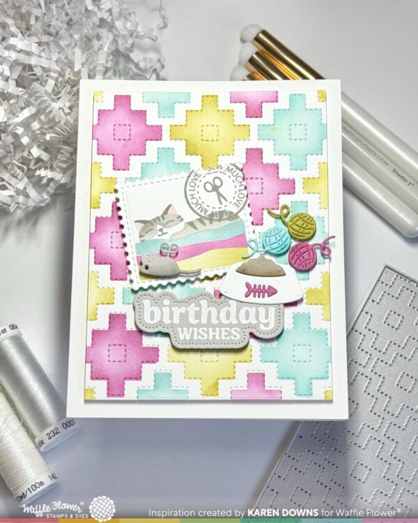 Waffle Flower Stencil Quilted Squares