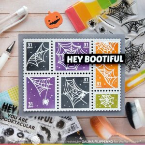 Waffle Flower Postage Collage Stamp Spider Web