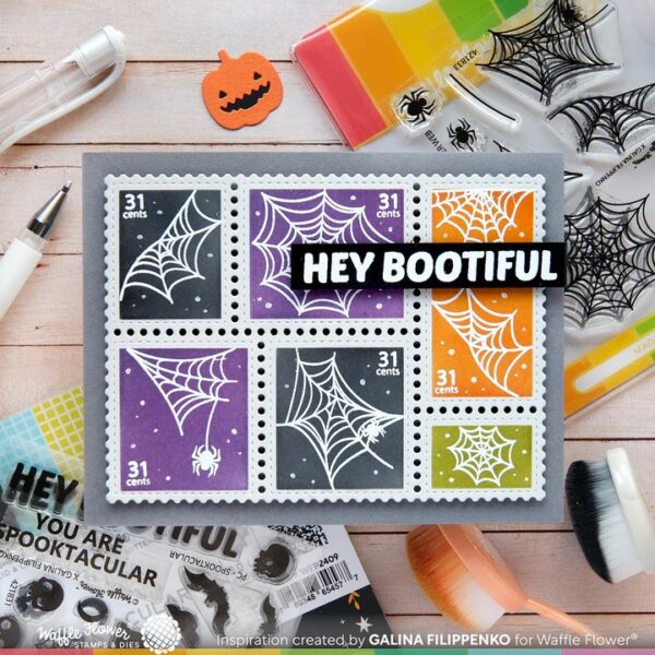 Waffle Flower Postage Collage Stamp Spider Web