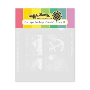Waffle Flower Stencil Postage Collage Coastal