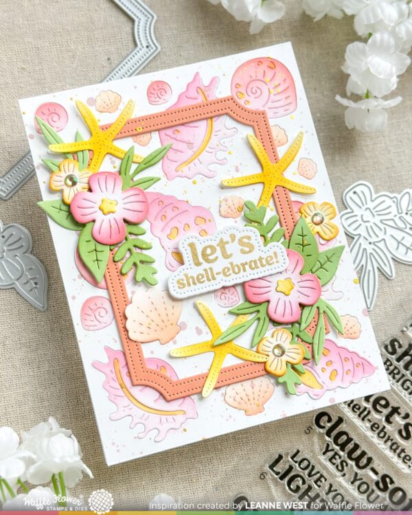 Waffle Flower Stencil Seashell