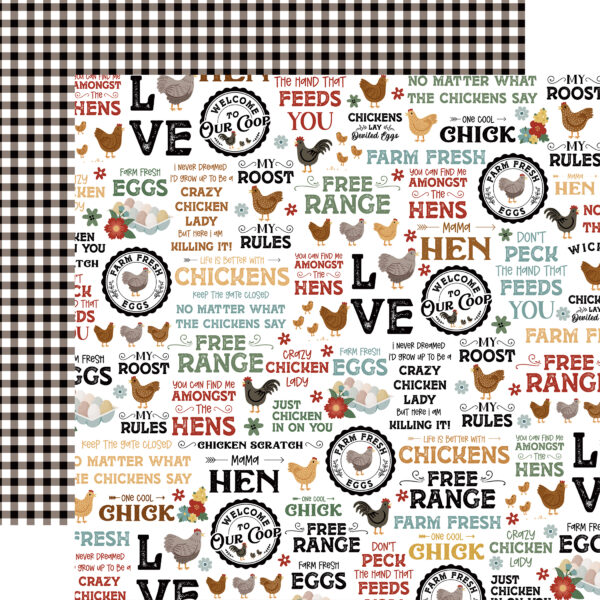 Echo Park Chickens 12X12 Free Range Phrases Echo Park Chickens 12X12 Free Range Phrases
